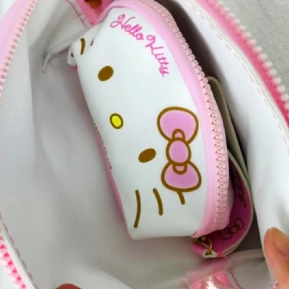 Hello Kitty Travel Cosmetic Case Med Sm and FREE Hello Kitty earrings Set NEW
